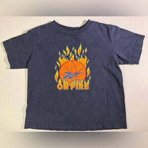 Reebok Kids Navy Blue 'On Fire' Graphic T-Shirt. Size 4